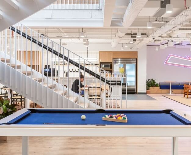 Breakout area at Moorgate, WeWork in Moorgate