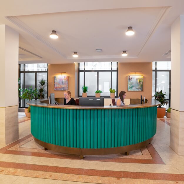 The reception at Finsbury Circus, Workspace Group Plc in Moorgate