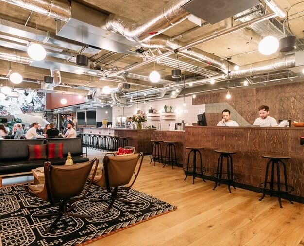 Reception area at Corsham Street, WeWork in Old Street