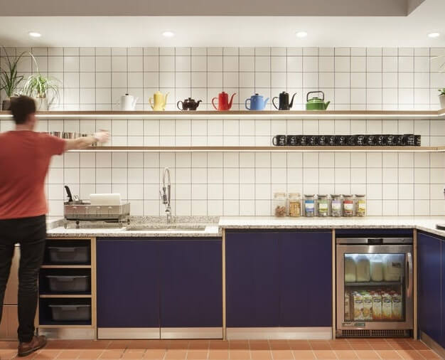 Kitchenette at Wilson Street, WeWork in Shoreditch