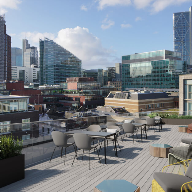 Roof terrace at Bonhill Street, Business Cube in Shoreditch