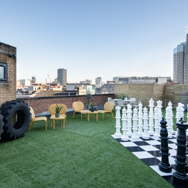 Roof terrace in Bethnal Green Road, Canvas Offices, Shoreditch
