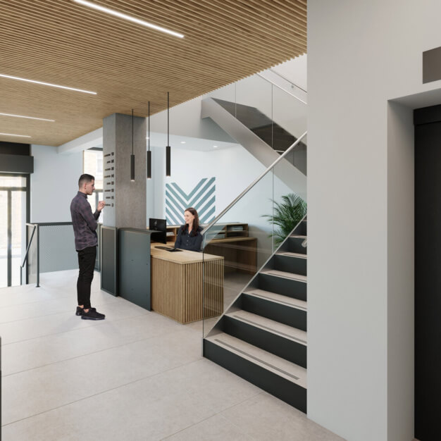 The reception at Bonhill Street, Business Cube in Shoreditch