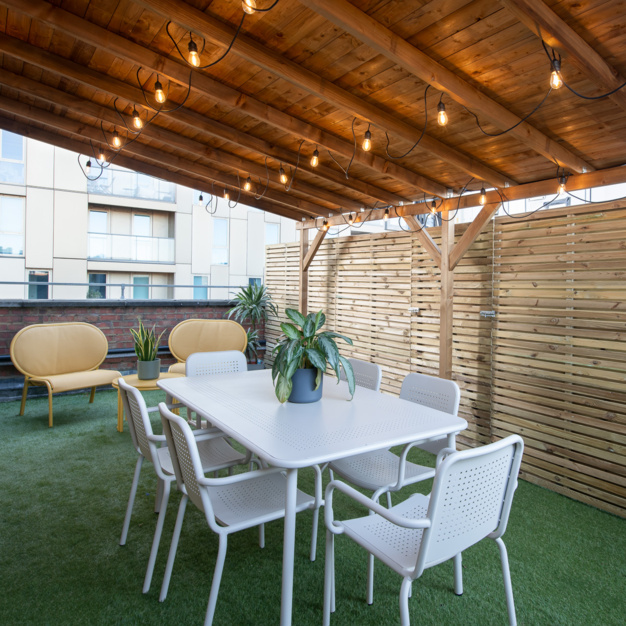 The roof terrace at Bethnal Green Road, Canvas Offices in Shoreditch