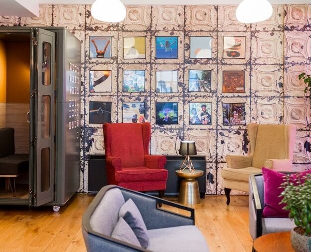 A breakout area in Sheraton Street, WeWork, Soho