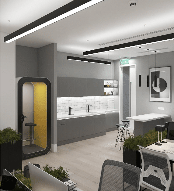 Dedicated kitchen at Poland Street, Workpad in Soho