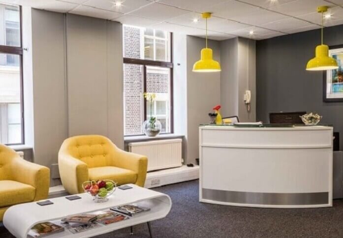Reception area at Golden Square, The Boutique Workplace Company in Soho