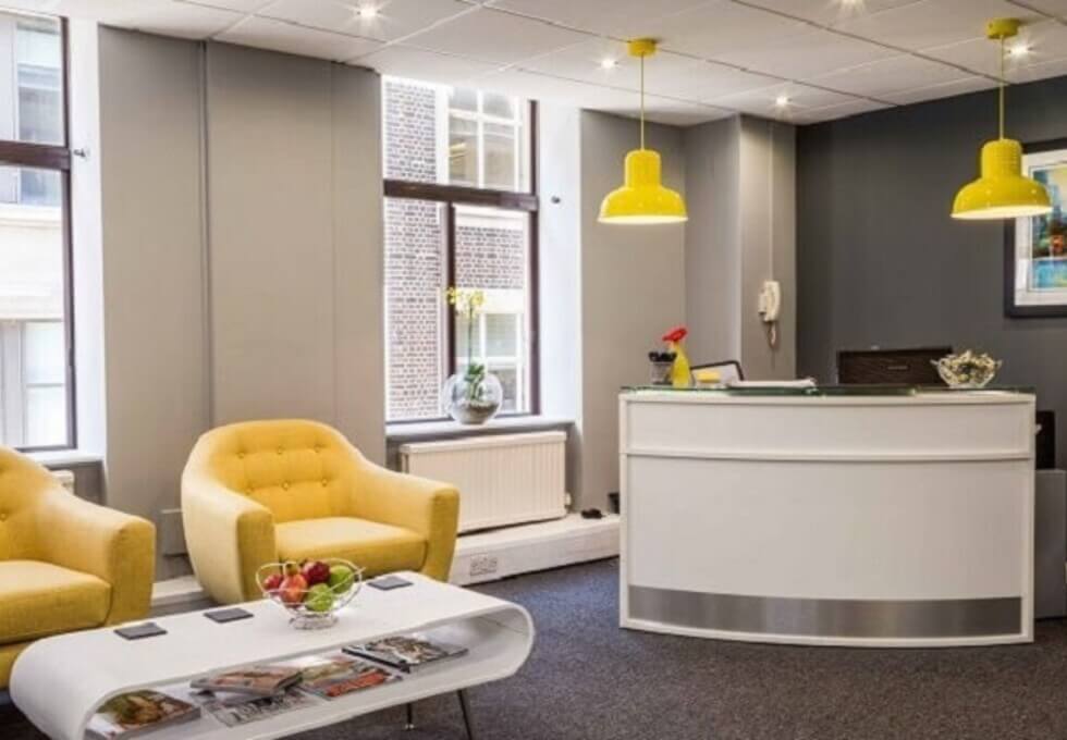 Reception area at Golden Square, The Boutique Workplace Company in Soho