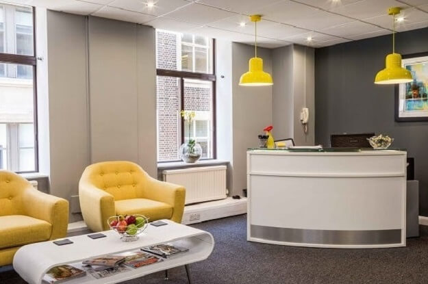 Reception area at Golden Square, The Boutique Workplace Company in Soho