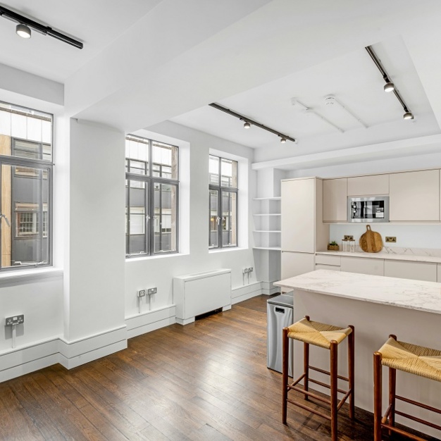 The dedicated kitchen at Wardour Street, Workpad in Soho