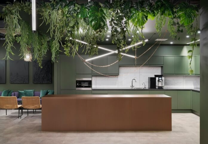 Kitchenette at Paris Garden, Halkin Management in Southwark