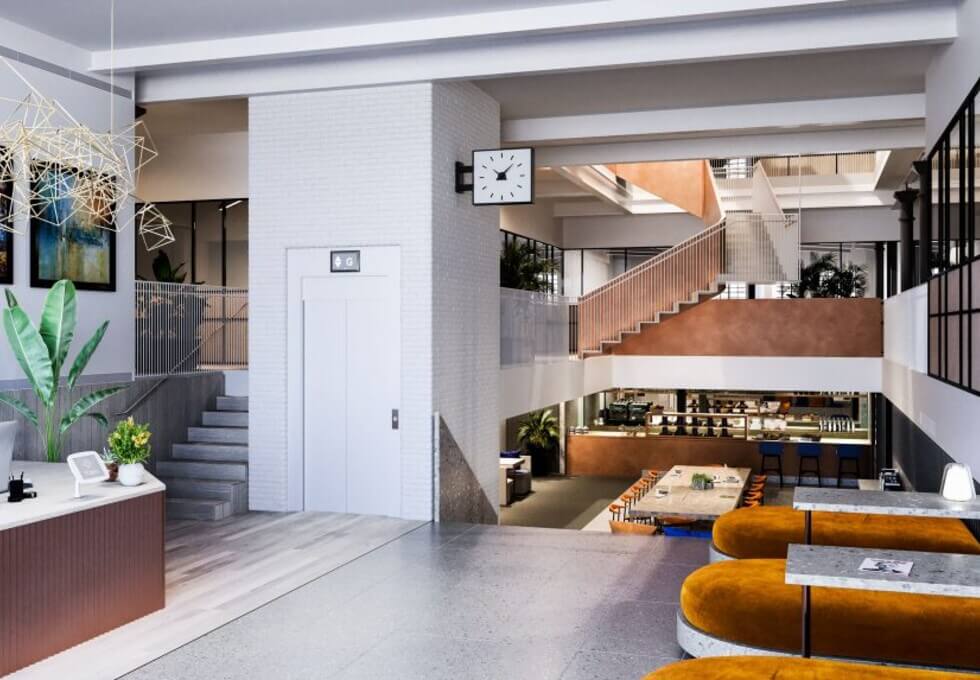 Foyer area in Princelet Street, FORA, Spitalfields