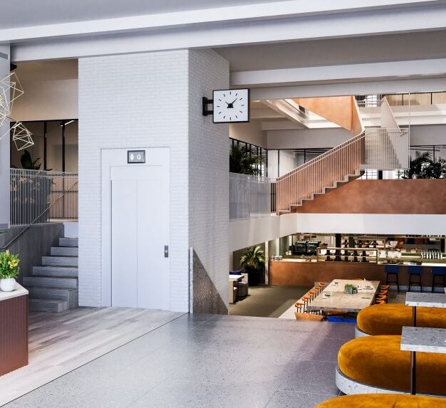 Foyer area in Princelet Street, FORA, Spitalfields
