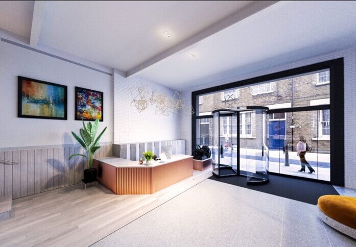 Reception area at Princelet Street, FORA in Spitalfields