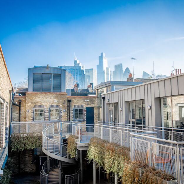 Roof terrace at Heneage Street, X and Why Ltd in Spitalfields