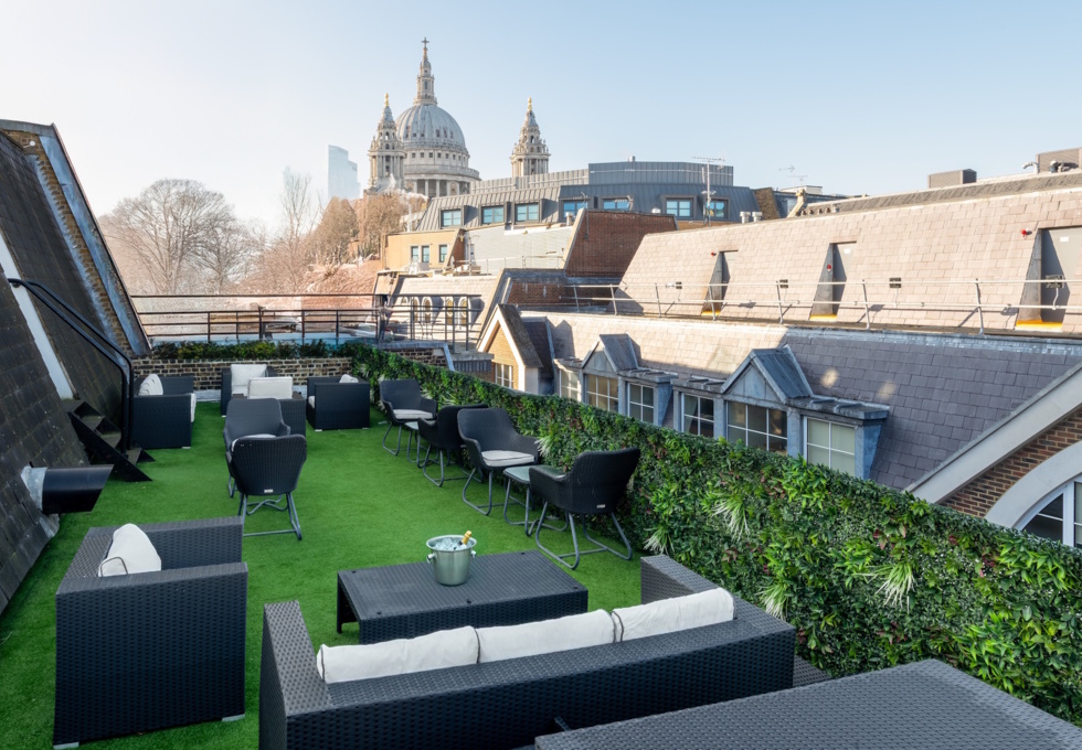 Roof terrace at Carter Lane, The Boutique Workplace Company in St Paul's