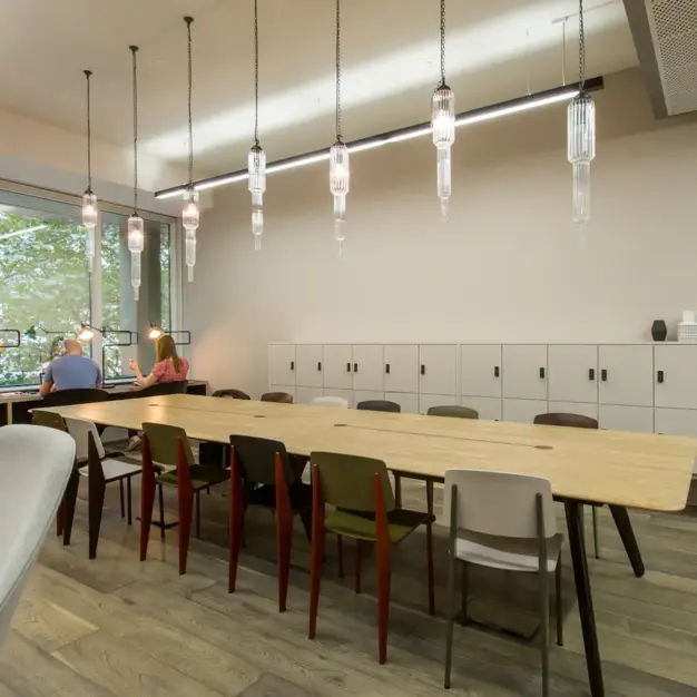 The communal space at Stephen Street, FORA in Tottenham Court Road