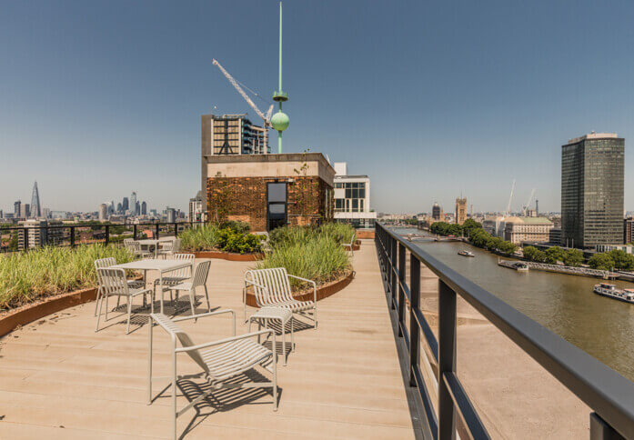 Roof terrace at Albert Embankment, FORA in Vauxhall