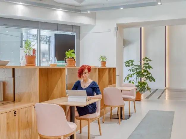 A breakout area in Wilton Road, Regus, Victoria