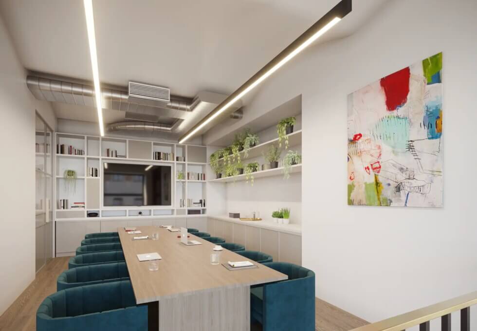 The meeting room at Greencoat Place, FORA in Victoria