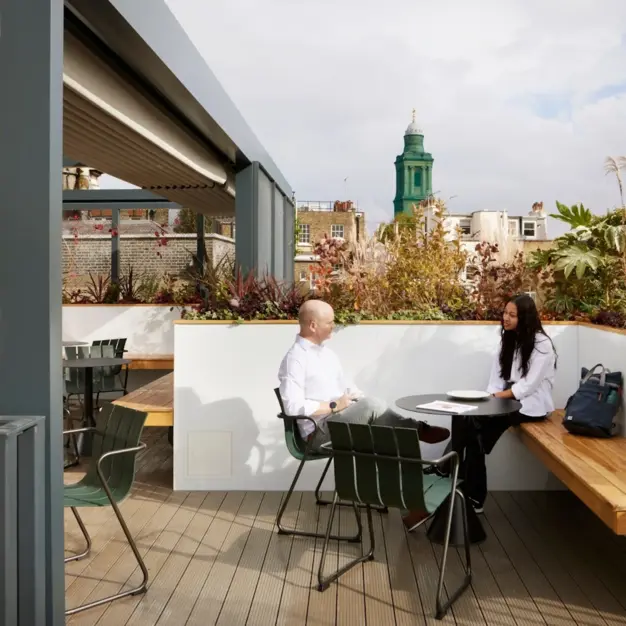 The roof terrace at Grosvenor Gardens, X and Why Ltd in Victoria