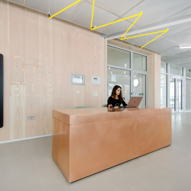 Reception area at Filament Walk, Workspace Group Plc in Wandsworth