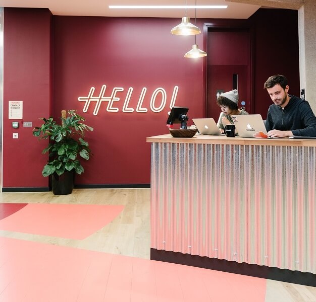 Reception area at Stamford Street, WeWork in Waterloo