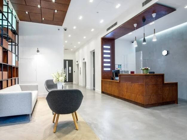 The reception at Avonmore Road, Regus in West Kensington