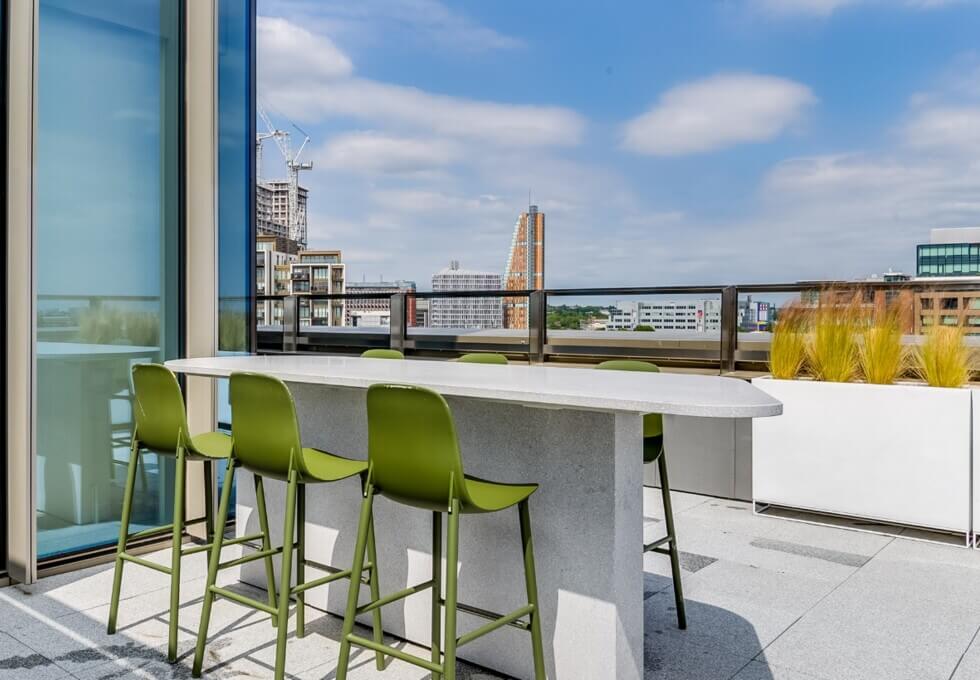The roof terrace at Ariel Way, F W White City Ltd in White City
