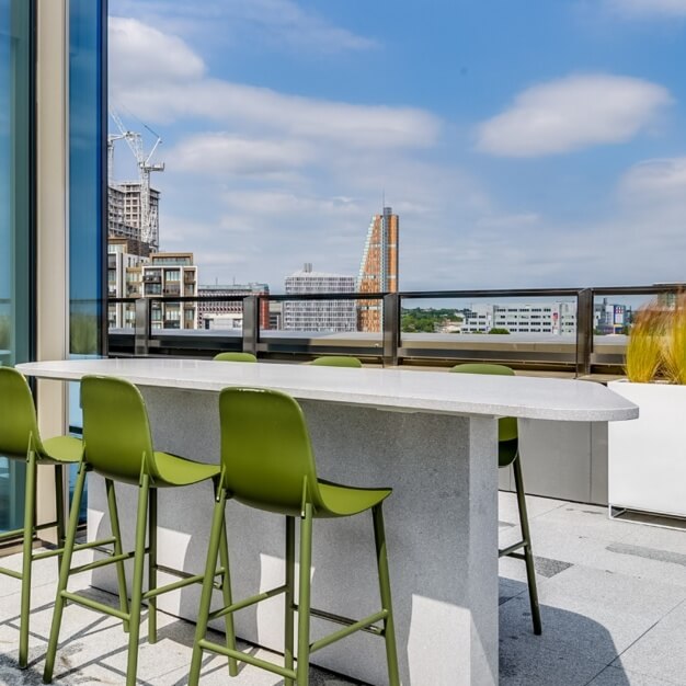 The roof terrace at Ariel Way, F W White City Ltd in White City