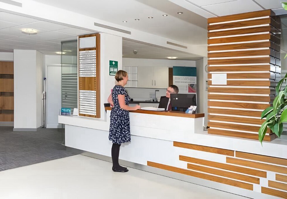 The reception at Delta Bank Road, Wizu Workspace in Gateshead