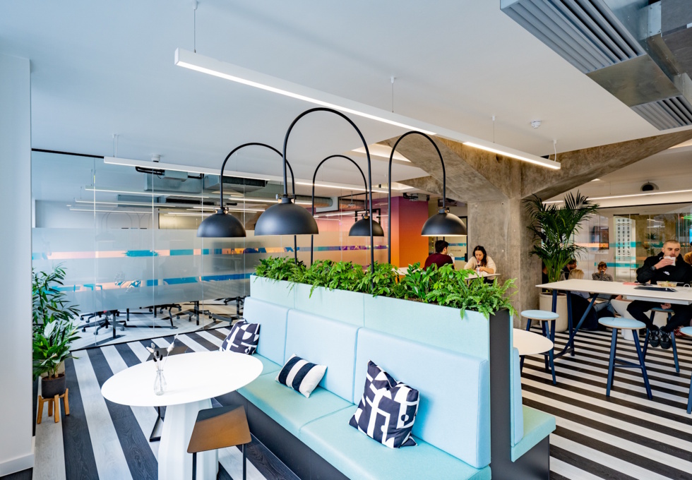 A breakout area in Great Ancoats Street, Huckletree, Manchester