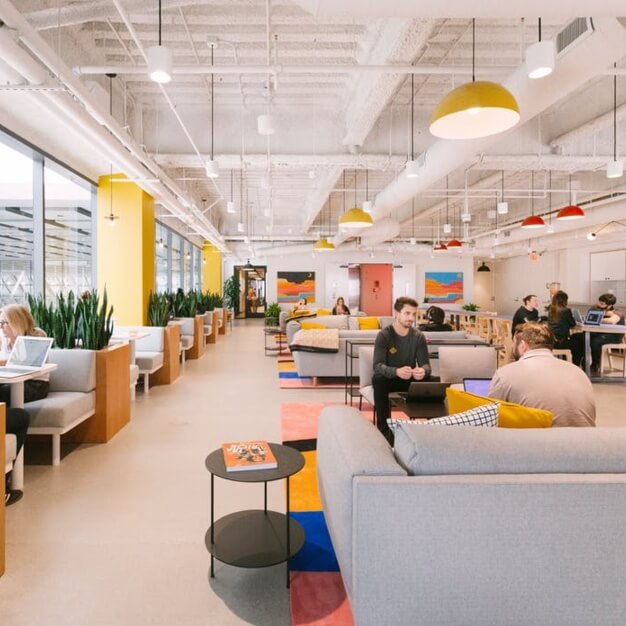Breakout area at Mosley Street, WeWork in Manchester
