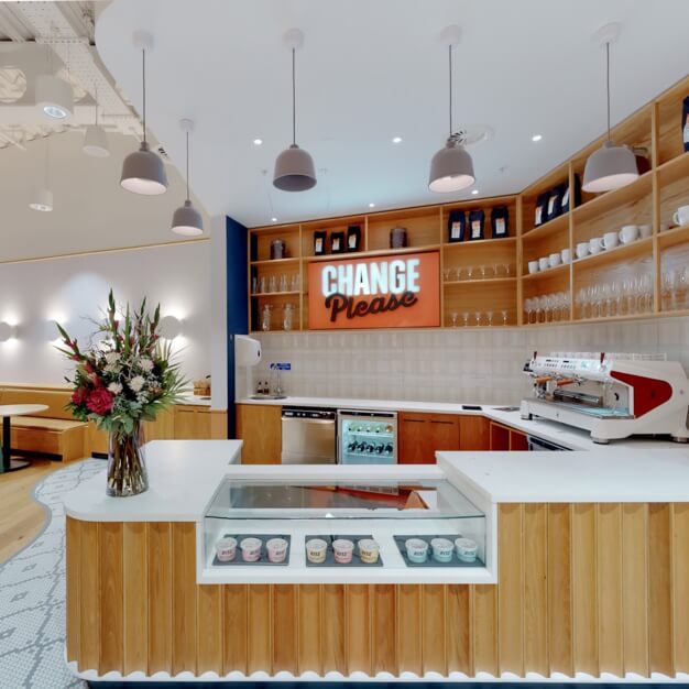 Café area at Oxford Street, Industrious UK Holdings Ltd, Manchester