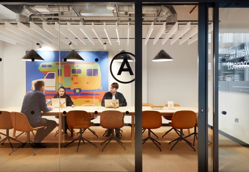 The meeting room at Mosley Street, WeWork in Manchester