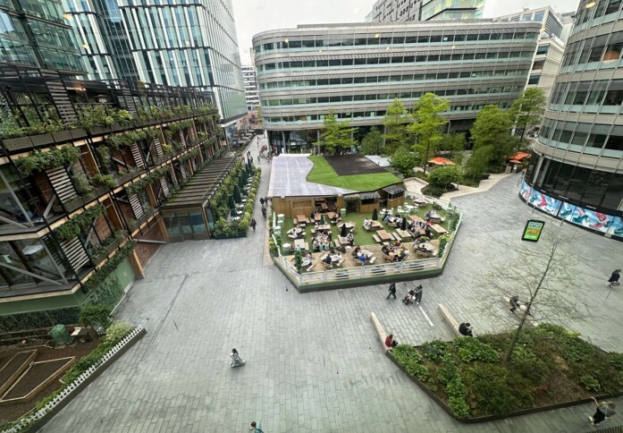 The outdoor area at Spinningfields, Cubo Holdings Limited in Manchester
