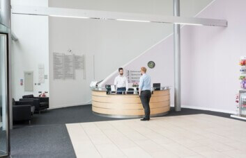 The reception at Aviator Way, Regus in Manchester