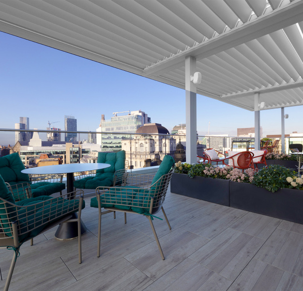 The roof terrace at York Street, Gilbanks in Manchester