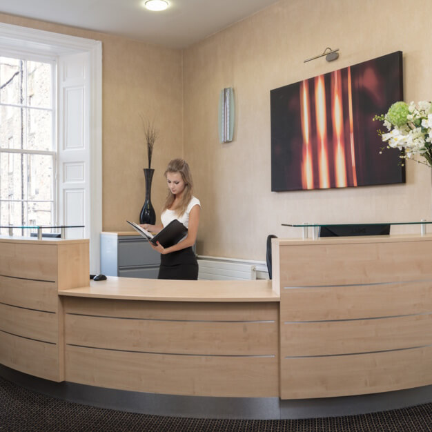 The reception at Albany Street, Hudson House Business Centre in Edinburgh