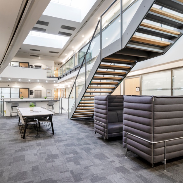 Breakout area at Ainslie Road, Pure Offices in Glasgow