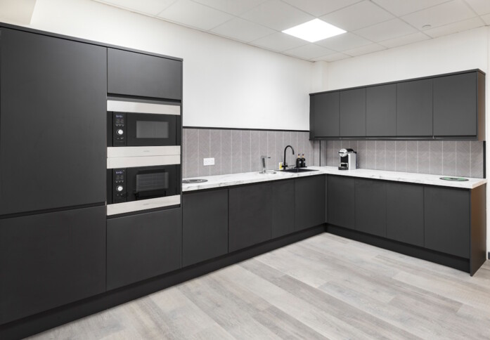 Kitchenette at Ainslie Road, Pure Offices in Glasgow