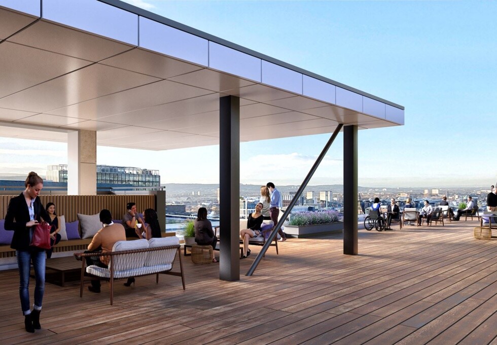The roof terrace at Bothwell Street, Cubo Holdings Limited in Glasgow