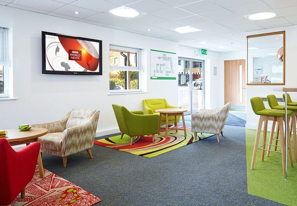 A breakout area in Lincoln Road, Regus, High Wycombe