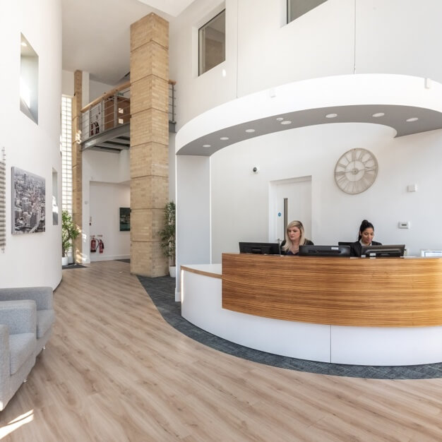 The reception at Thames Valley Park Drive, Regus in Reading