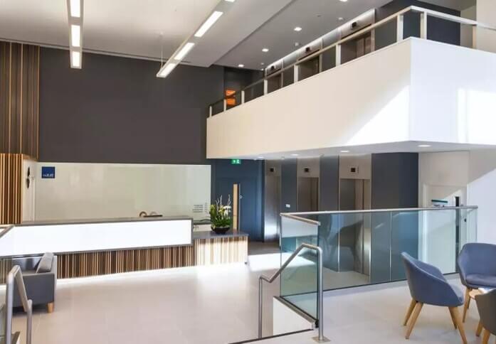 Reception area at Church Street East, Workspace Group Plc in Woking