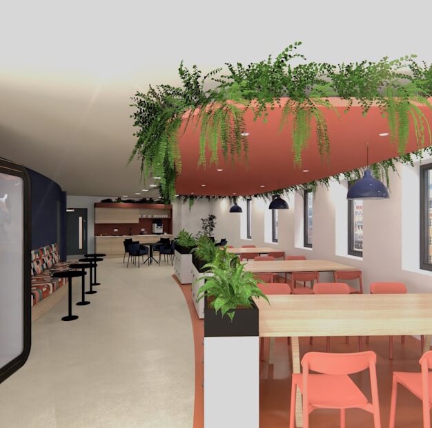 A breakout area in Temple Quay, Landmark Space, Bristol