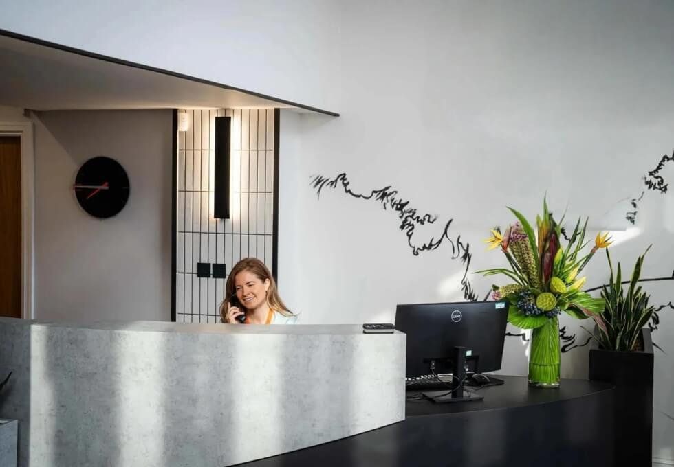 The reception at Berkeley Square, Origin Workspace Ltd in Bristol