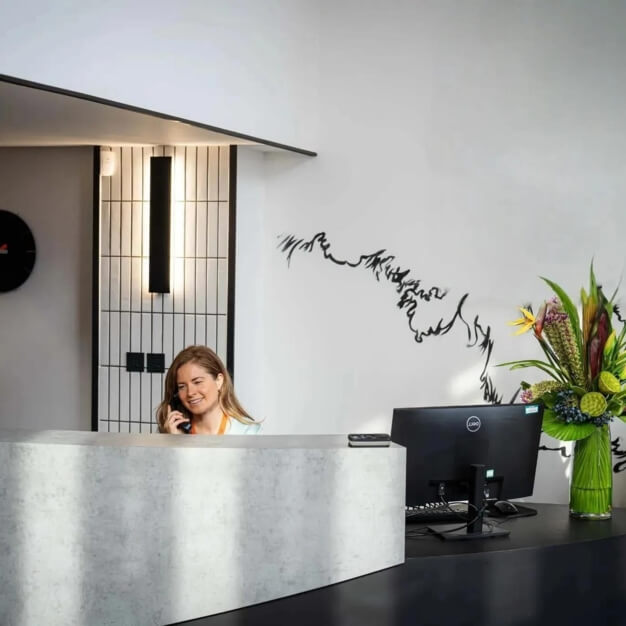 The reception at Berkeley Square, Origin Workspace Ltd in Bristol