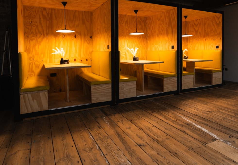 A breakout area in Royal William Yard, Block Workspace, Plymouth