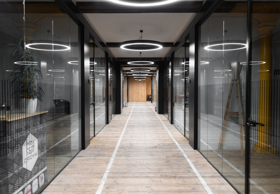 Hallway area at Royal William Yard, Block Workspace in Plymouth